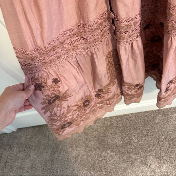 NWT SEA New York Mauve Pink Floral Embroidered Button Front Maxi Dress XS - Picture 7 of 15